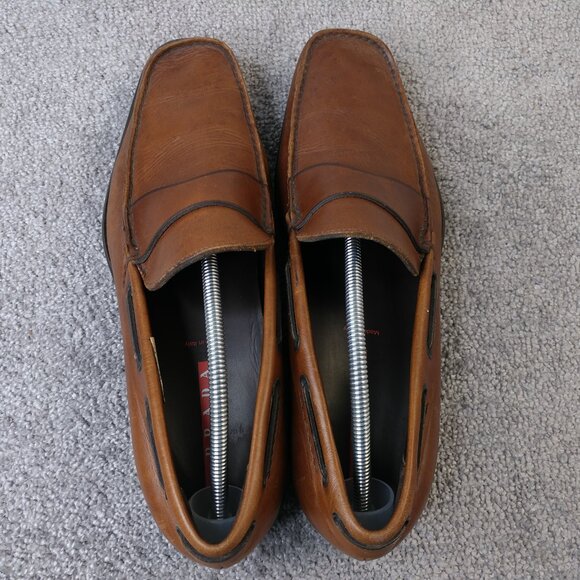 Prada Driving Shoes Mens Size 11.5 Loafers Slip On Brown Leather Designer - Picture 8 of 12